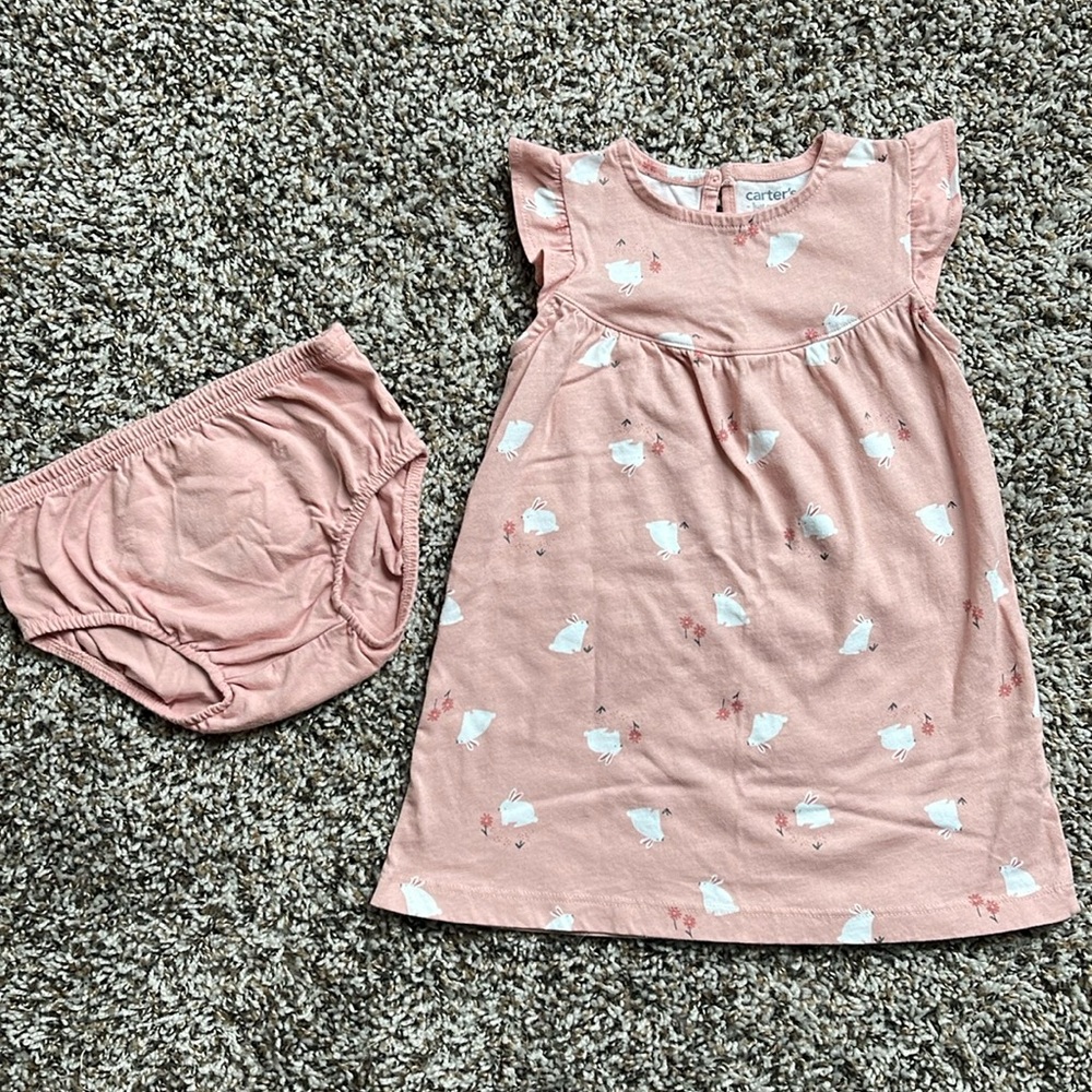 12M✨Bunny Rabbit Pink Dress with Bloomers